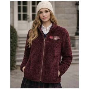 Pendleton Women's Fuzzy Sherpa Full Zip Jacket in Dark Red/Burgundy Sz S
